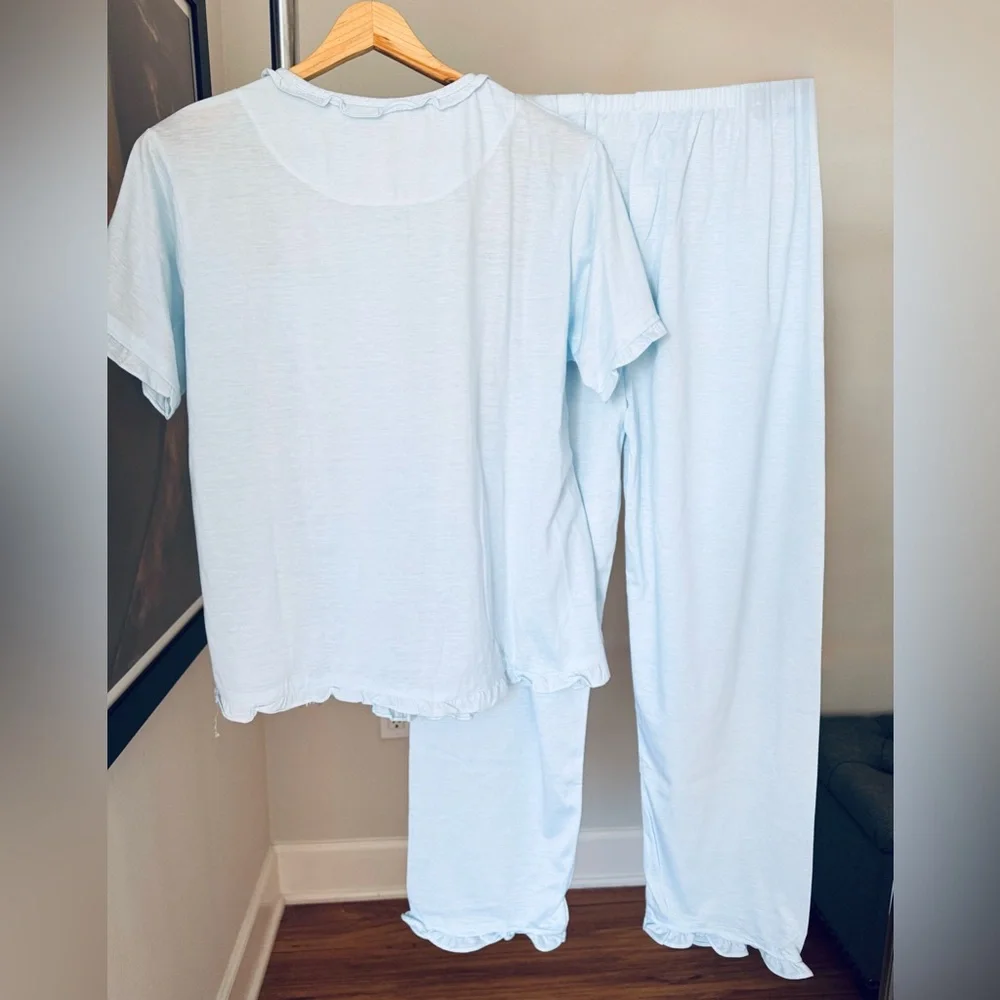 New Shangrila Cotton Pajama Set – Light Blue Embroidered | Size XL 💙 - Picture 4 of 11